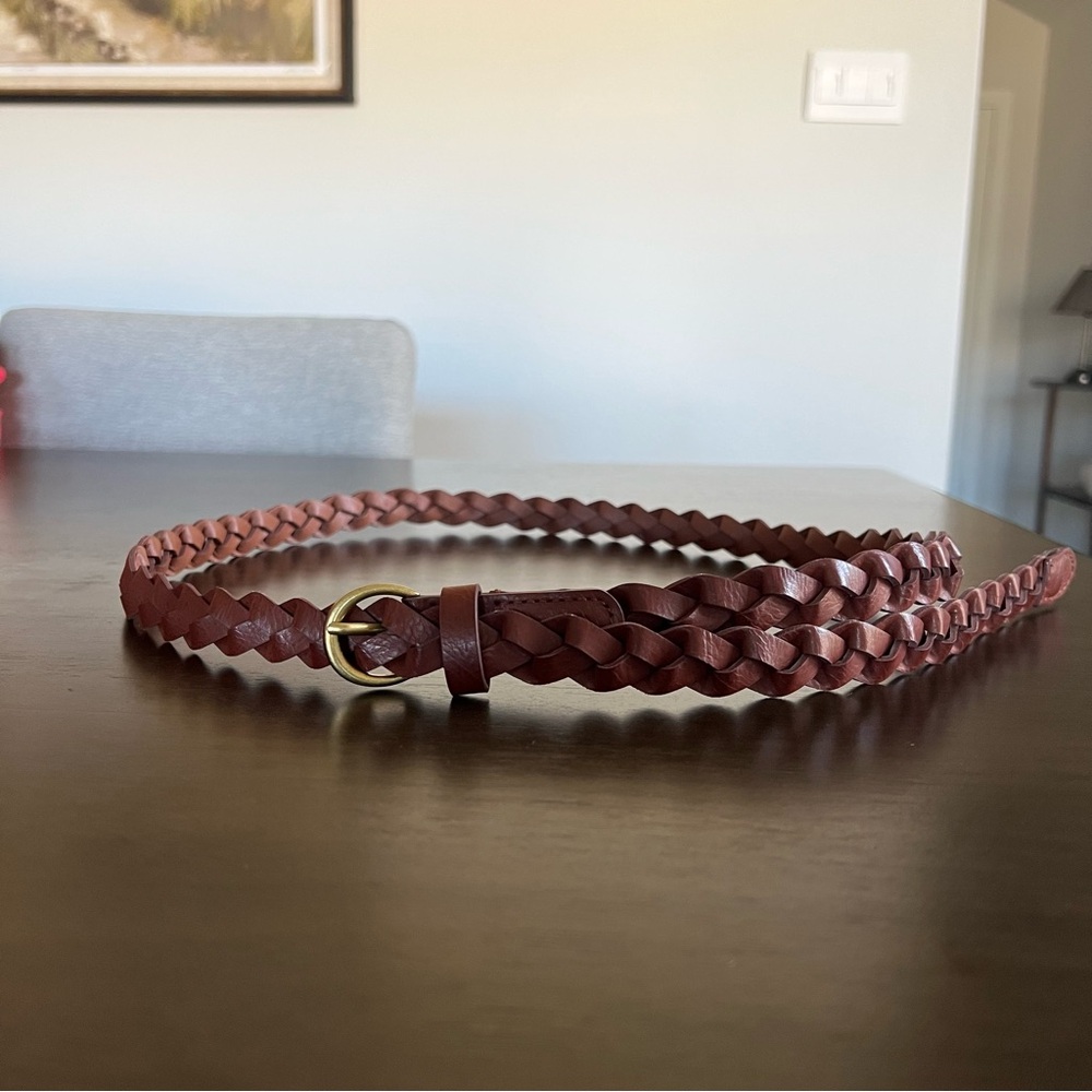 Braided Brown Faux Leather Belt